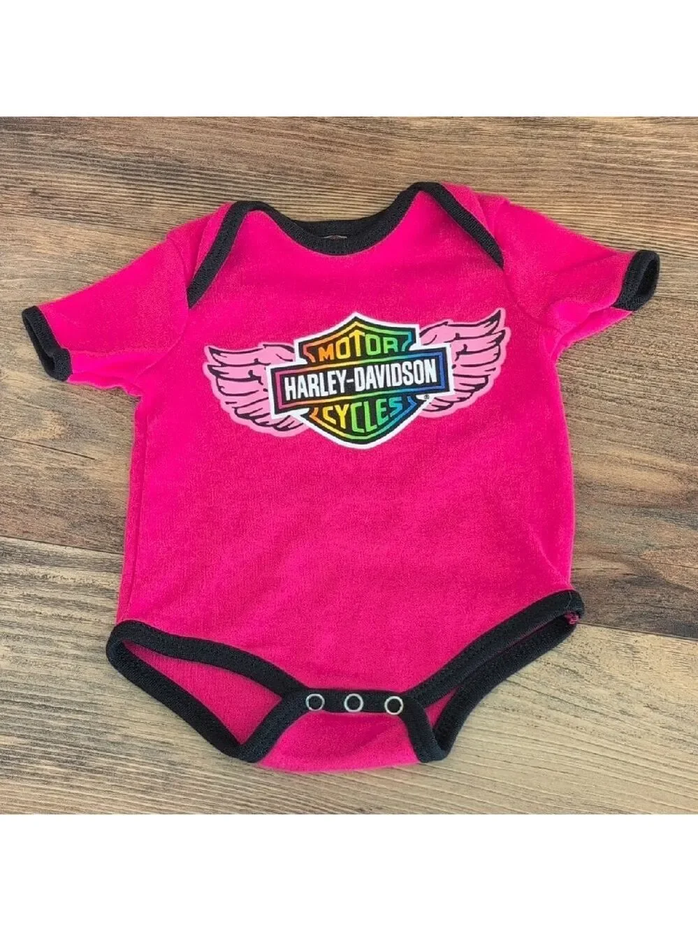 Harley-Davidson Pink and Black Infant Bodysuit One Piece 0-3mo